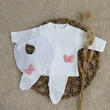 Personalised Pink Butterfly Baby Girl Gift Set – Three Piece Outfit