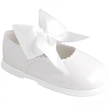 Baypods Girls White Big Bow Hard Sole Shoes