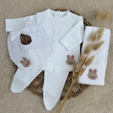 Personalised Bunny Baby Gift Set – White Four-Piece Outfit