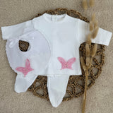 Personalised Pink Butterfly Baby Girl Gift Set – Three Piece Outfit