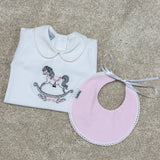 Babidu Rocking Horse Vest With Pink Collar And Bib