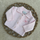 Personalised Butterfly Sparkle Knitted Baby Cardigan – Pink