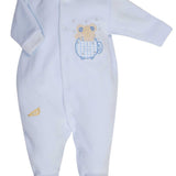 Premature Baby Boy’s Blue Velour Sleepsuit