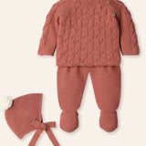NEW SEASON MAC ilusion Boys Rust Knitted 3 Piece Outfit - Newborn