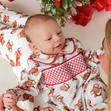 PRE-ORDER Baby Boys’ Christmas Teddy Bear Smocked Sleepsuit
