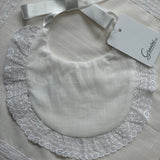 Granlei Spanish Lace Bib & Muslin Set – Ivory & white | Traditional Baby Gift