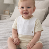 Personalised Baby Beige Romper - Classic Bib Romper