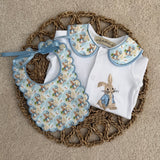 Peter Rabbit & Jemima Puddle-Duck Baby Sleepsuit and Handmade Bib Set