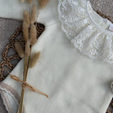 Baby Girls Ivory Lacey Knitted Romper