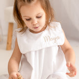 Personalised Girls White Seersucker Summer Dress & Knickers Set