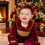 PRE-ORDER The Mayfair Collection Ruby Edition – Baby Girls’ Personalised  Luxury Velvet Christmas Sleepsuit