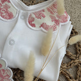 Baby Girls Pink Vintage Handmade Sleepsuit & Bib