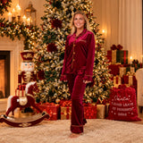 PRE-ORDER The Mayfair Collection Ruby Edition – Personalised Women’s Luxury Velvet Christmas Pyjamas