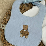 Baby Boys Blue Bear Handmade Sleepsuit & Bib