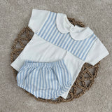 Boys Blue Stripe Cotton Top & Jam Pant
