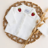 Luxury Handmade Strawberry Collar Baby Cardigan | Premium Spanish Knit | Personalised