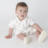 CHRISTENING Boys Vivaki Outfit With Coat And Dicky Bow - Ivory