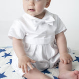 CHRISTENING Boys Vivaki Outfit With Coat And Dicky Bow - White