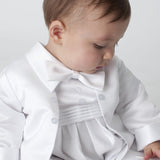 CHRISTENING Boys Vivaki Outfit With Coat And Dicky Bow - White