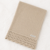 Luxury Cotton Beige Baby Shawl – Soft Knitted Newborn
