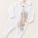 Baby Girls Luxe Flower Baby Grow and headband