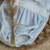 Baby Boy's Albert Blue & White Smocked Romper