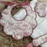 Girls Dusky Pink Safari Print Handmade Sleepsuit, Dummy Clip & Bib Set