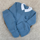Baby Boy's Blue Pom Spanish Knitted Outfit