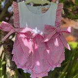 Baby Girls Pink Gingham Summer Frill Romper