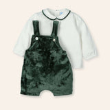 NEW SEASON Mac ilusions Boy’s Green Velour Dungarees - 3 Months