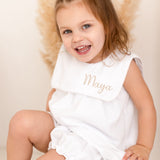 Personalised Girls White Seersucker Summer Dress & Knickers Set