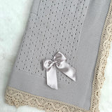 Baby's Lace Beige Shawl With Beige Trim