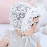 Baby Girls White Vintage Lace christening Bonnet