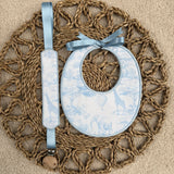 Baby's Safari Blue Round Handmade Bib & Dummy Clip