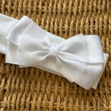 Soft Touch Baby Girls All White Cotton Bow Hairband