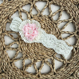 Baby Girls Cream Headband with a Pink Flower