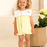 Girls Lemon Bubble Romper with Scallop Collar