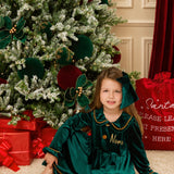 PRE-ORDER The Mayfair Collection Emerald Edition – Personalised Girls’ Luxury Velvet Christmas Dress