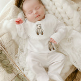 Luxury White Teddy Bear Baby Two Piece & Bib Gift Set