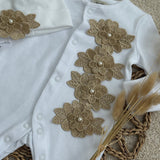 Baby Girls Gold Flower Baby Grow With Hat