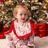 PRE ORDER Baby Girls Christmas Toile Print Quilted Bib