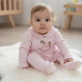 Baby Girls Pink Cotton Rocking Horse Sleepsuit