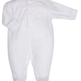 Premature Baby's White Velour Sleepsuit