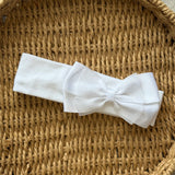 Soft Touch Baby Girls All White Cotton Bow Hairband