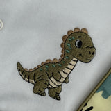 Personalised Dinosaur Baby Set – Sleepsuit, Handmade Bib & Dummy Clip