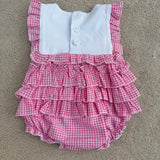 Baby Girls Pink Gingham Summer Frill Romper