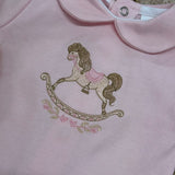 Baby Girls Pink Cotton Rocking Horse Sleepsuit