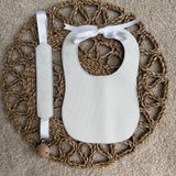 Baby’s White Monogram Bib & Dummy Clip