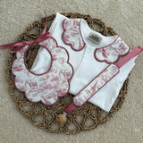 Girls Dusky Pink Safari Print Handmade Sleepsuit, Dummy Clip & Bib Set