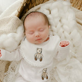 Luxury White Teddy Bear Baby Two Piece & Bib Gift Set